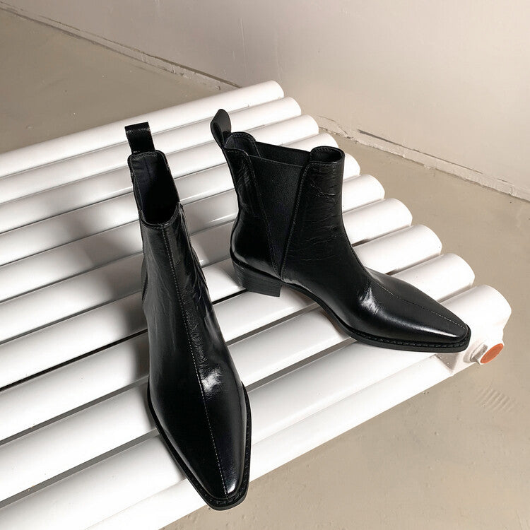 Karin Luna In Stock In stock   Classic first-layer cowhide Chelsea elastic ankle boots