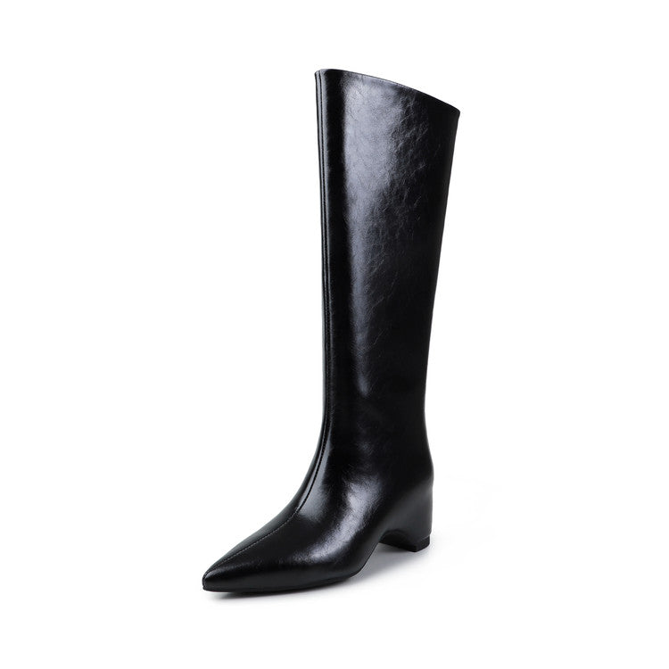 Karin Luna Minimalist Style High Tube Pointed Toe Hidden Heel Boots