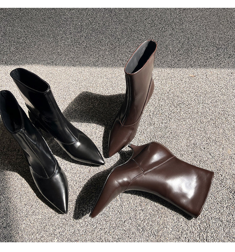 Karin Luna In Stock  Spot Goods Elegant kitten heel pointed toe trendy ankle boots