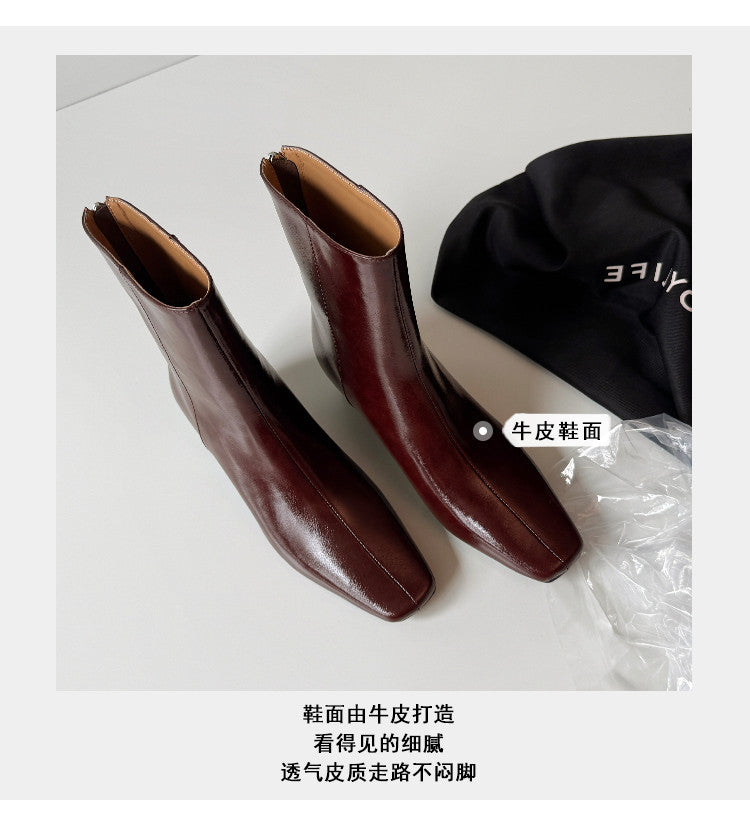 Karin Luna Basic Versatile  Square toe Hot-selling Short Boots