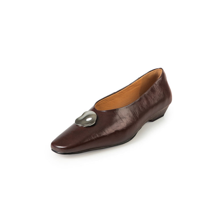 Karin Luna In Stock Spot Goods  Small Metal Decoration Thick Heel Single Shoes