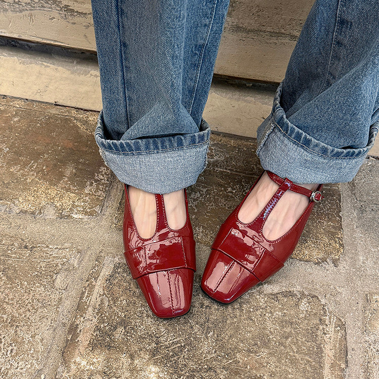 Karin Luna In Stock Spot Goods  t Square-Toed Full Leather Basic Slippers