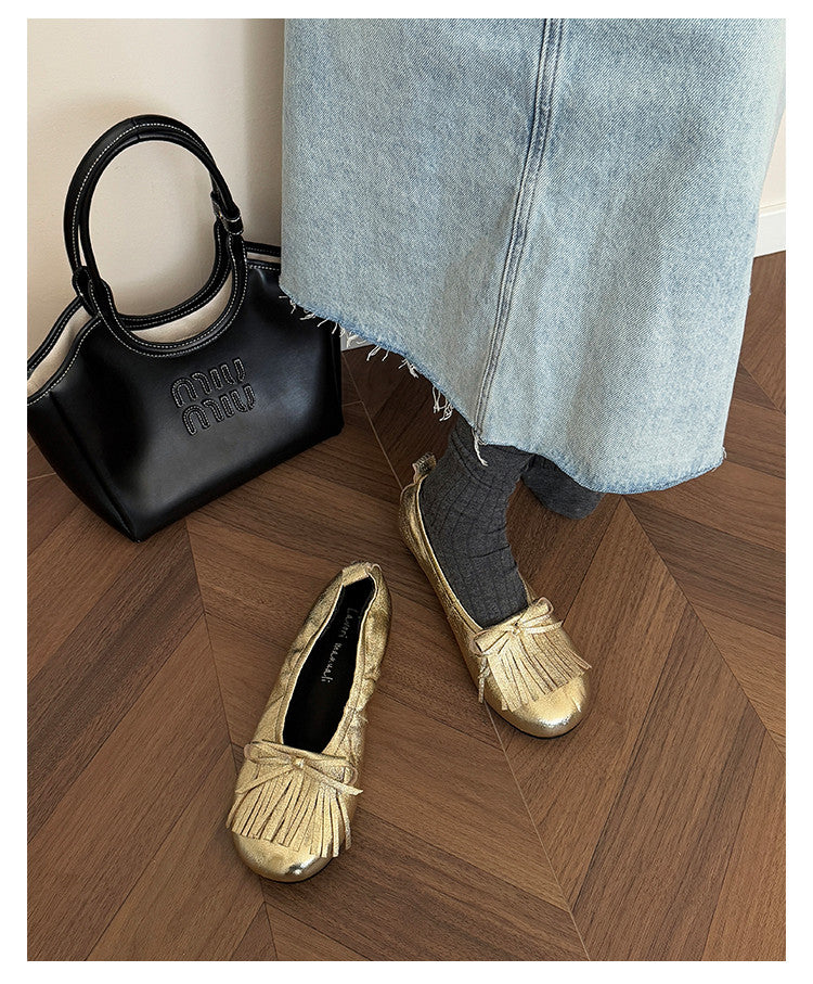 Karin Luna In Stock Spot Goods   Tassel Round Toe Hidden Wedge Mary Jane Shoes