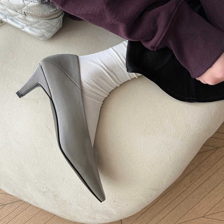Karin Luna In Stock In Stock ~Basic Versatile French Style Small Square Toe Shallow Mouth Single Shoes