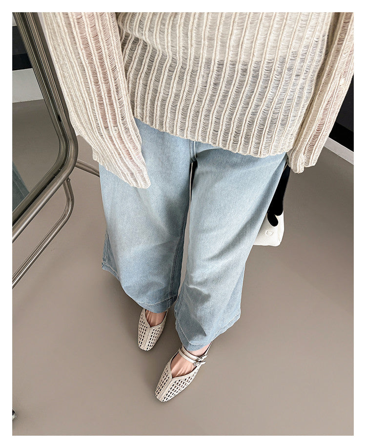 Karin Luna In Stock Spot Goods Hollow Woven One-Strap Closed-Toe Slippers
