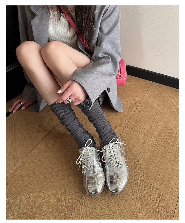 Karin Luna Casual Shoes Series~  In stock Xiaohongshu Hot-Selling Lace-Up Thick-Soled Deep Mouth Single Shoes