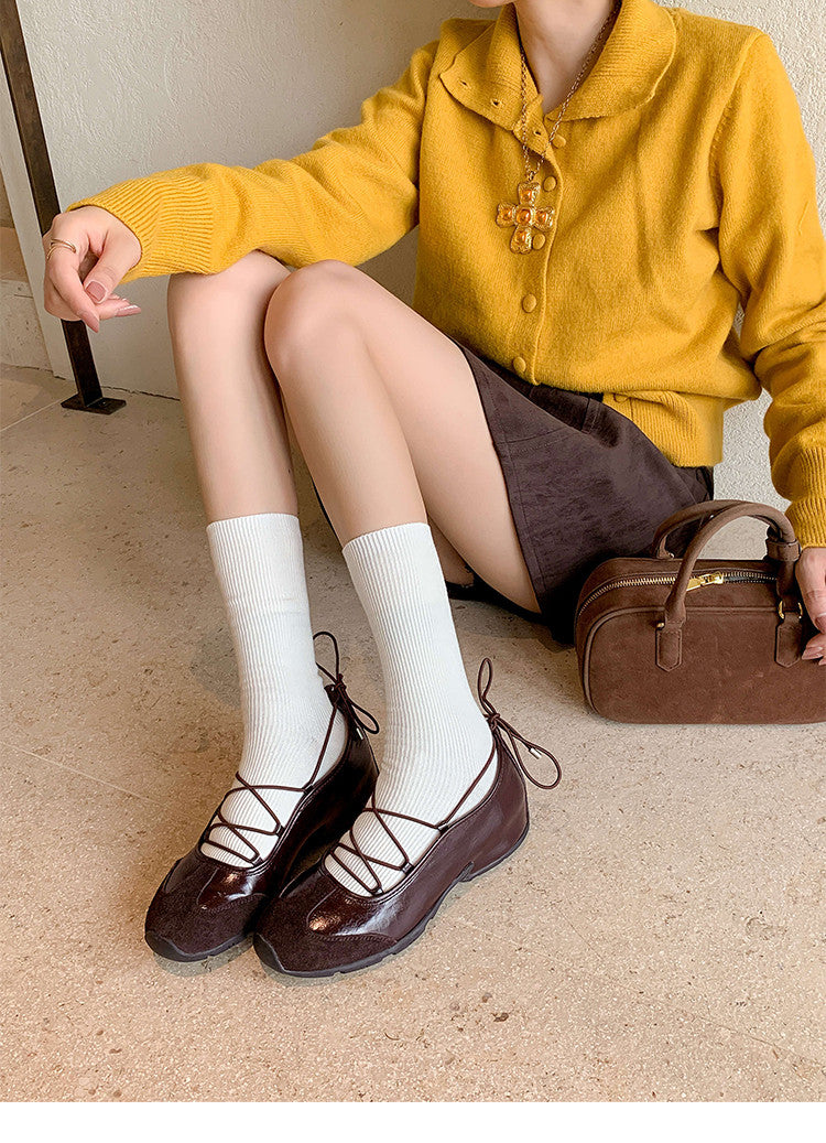 Karin Luna Basic Versatile British Style Casual Lace-up Flats