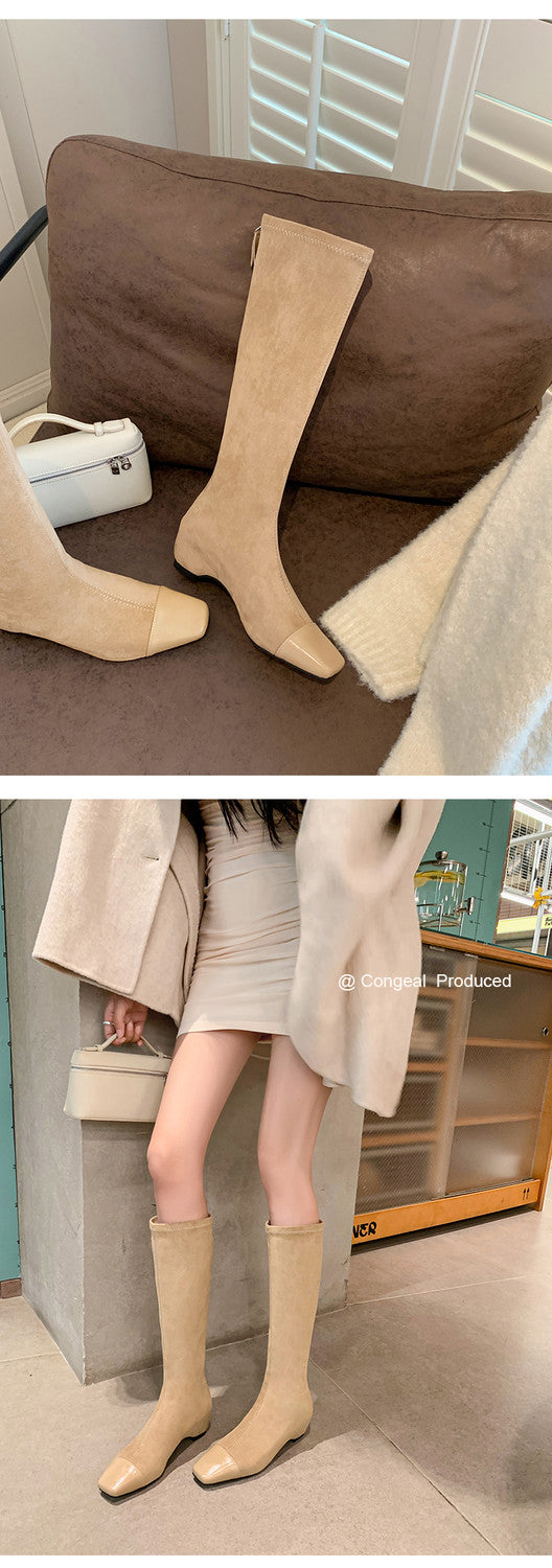 Karin Luna In Stock In Stock Patchwork Long Boots Elegant Versatile