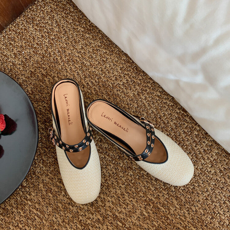 Karin Luna  Closed-Toe Woven Style Height-Increasing Slippers
