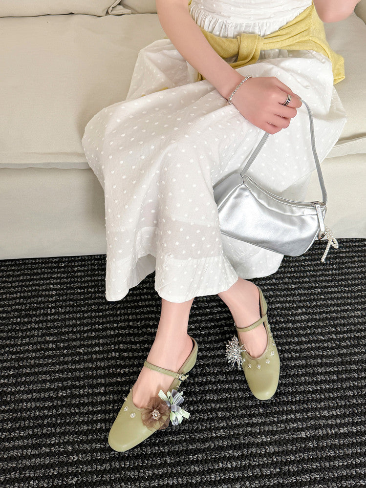 Karin Luna In Stock Spot Goods  Full-grain leather inside and out  Ultra Exquisite Round Toe Hidden Heel Closed-Toe Slippers