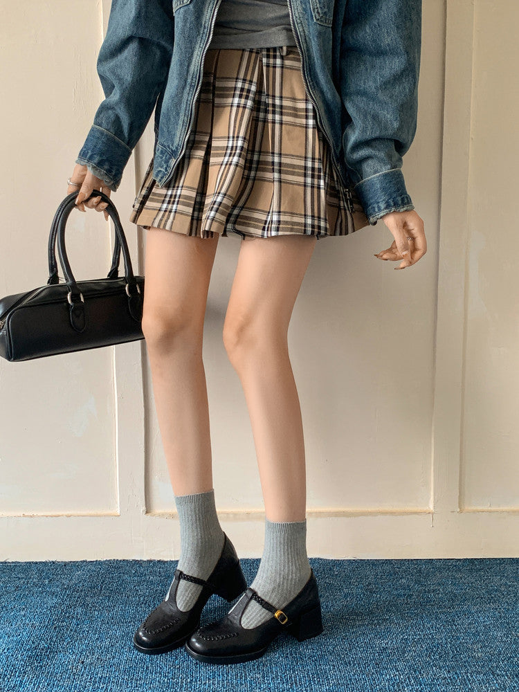 Karin Luna In Stock Spot Goods Vintage Braided Twist High Heels T Round Toe Thick Sole Single Shoes