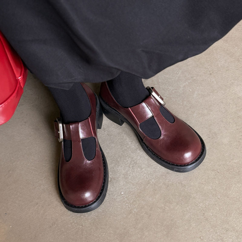 Karin Luna In Stock Spot Goods round Head t Round Toe British Style Single Shoes