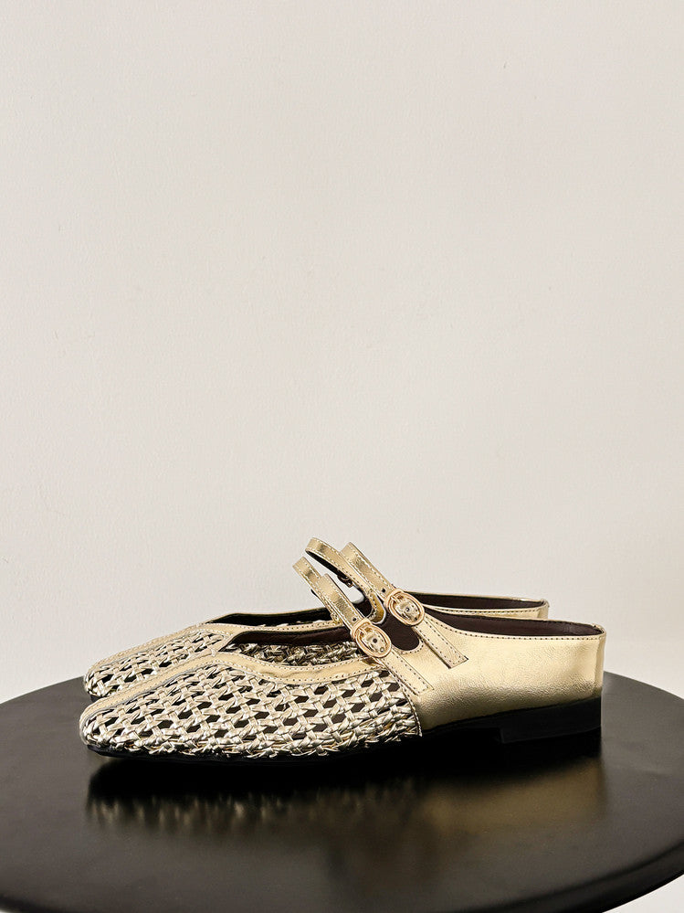 Karin Luna In Stock Spot Goods Hollow Woven One-Strap Closed-Toe Slippers