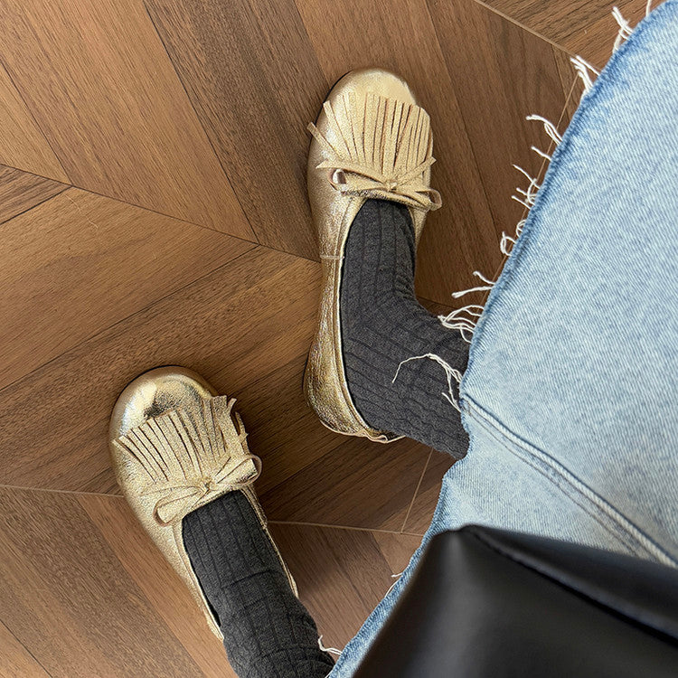 Karin Luna In Stock Spot Goods   Tassel Round Toe Hidden Wedge Mary Jane Shoes