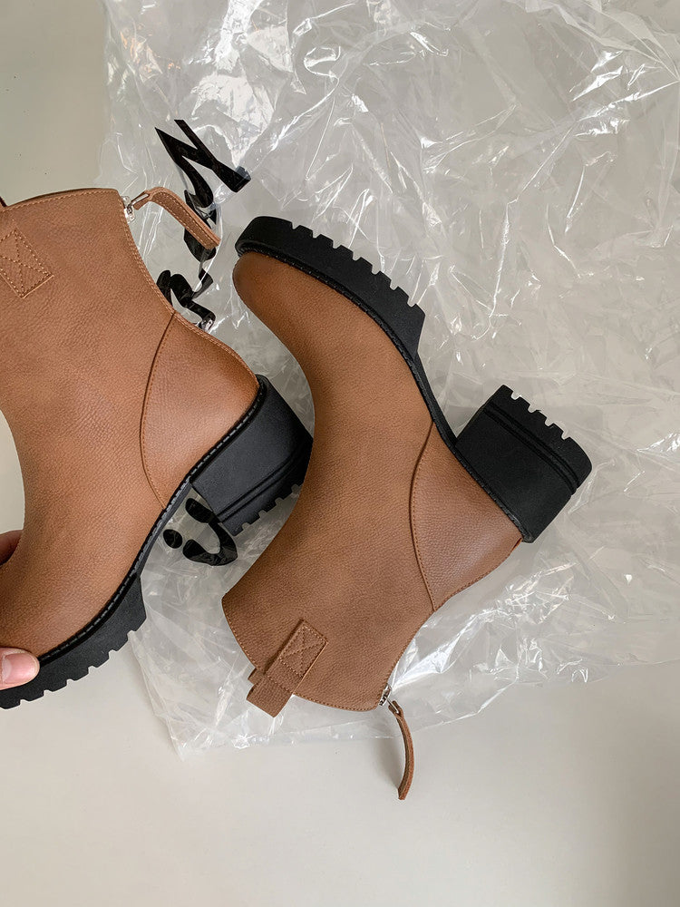 Karin Luna In Stock Versatile Round Toe Chunky Heel Ankle Boots