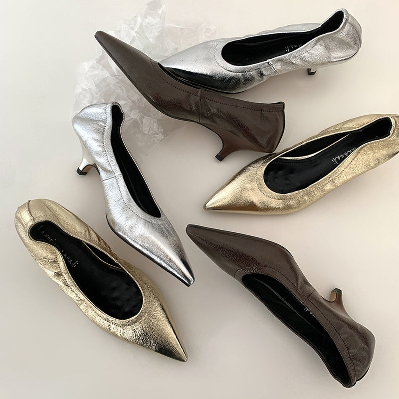 Karin Luna In Stock Spot Goods    Vintage Classic Style Shallow Mouth Single Shoes