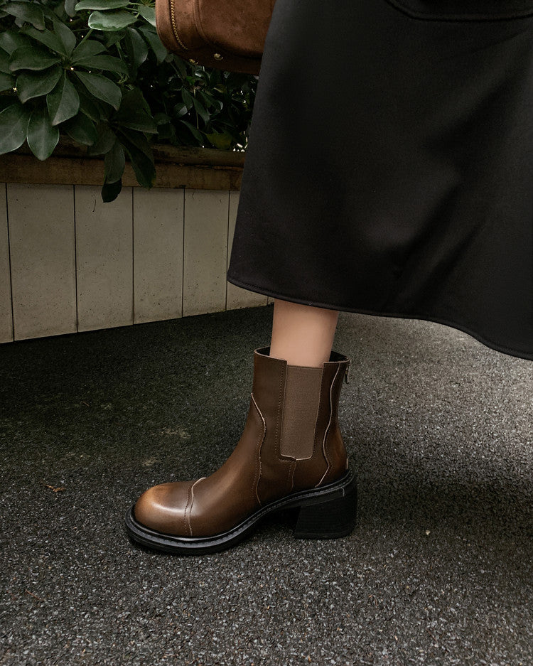Karin Luna In Stock Spot Goods  Round Toe Stretch Round Toe Chelsea Short Boots