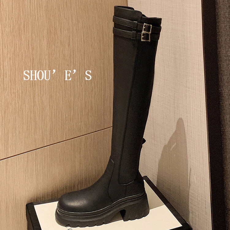 Karin Luna In Stock is the Way to Go！ Basic Thick-Soled Over-the-Knee Boots Super Soft Sheepskin Classic