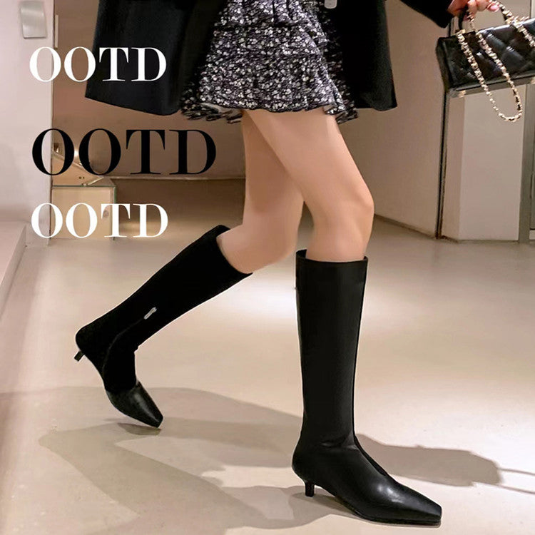Karin Luna In Stock Spot Goods   Small Square Toe Thin Heel Elegant Slimming Long Boots