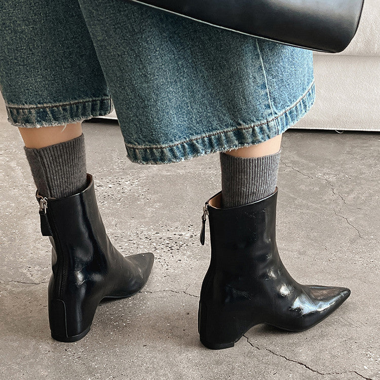 Karin Luna Versatile Elegant Style Pointed Toe Hidden Wedge Short Boots
