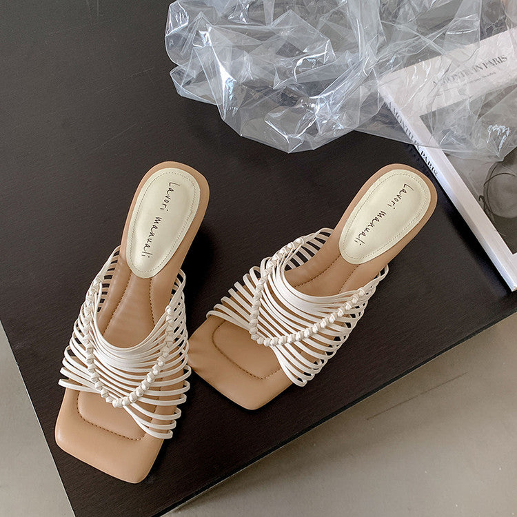 Karin Luna Bestseller Woven Vacation Style Series~ Elegant High Heel Slippers