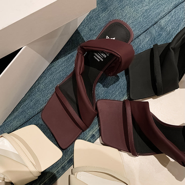 Karin Luna Best-selling in stock Minimalist Style  All-Matching Irregular Ultra-Soft Strap Square Toe High Heels