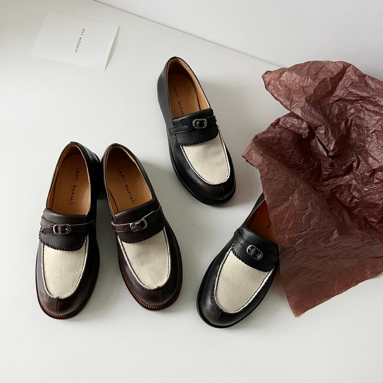 Karin Luna Casual Shoes Series~  In stock Classic color-blocking British style deep-mouth single shoes