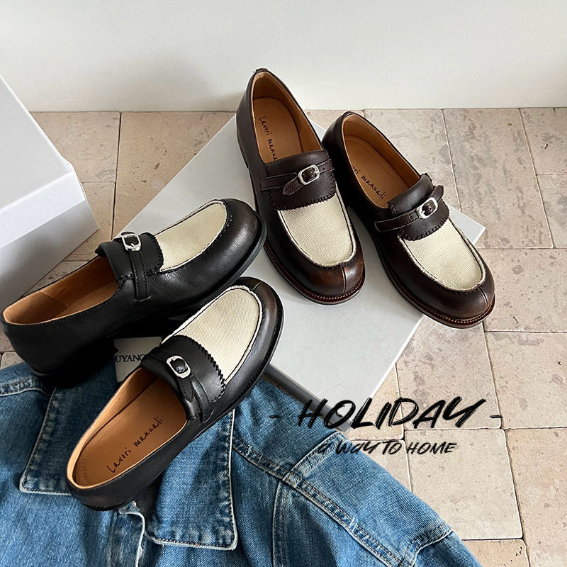 Karin Luna Casual Shoes Series~  In stock Classic color-blocking British style deep-mouth single shoes