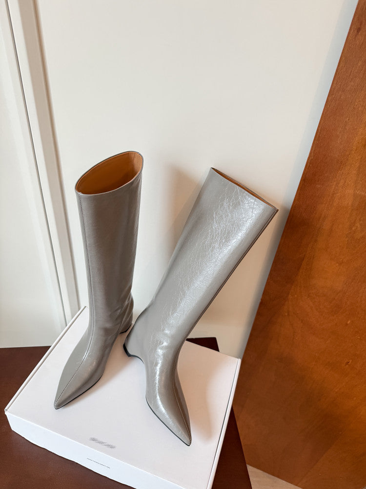 Karin Luna Minimalist Style High Tube Pointed Toe Hidden Heel Boots