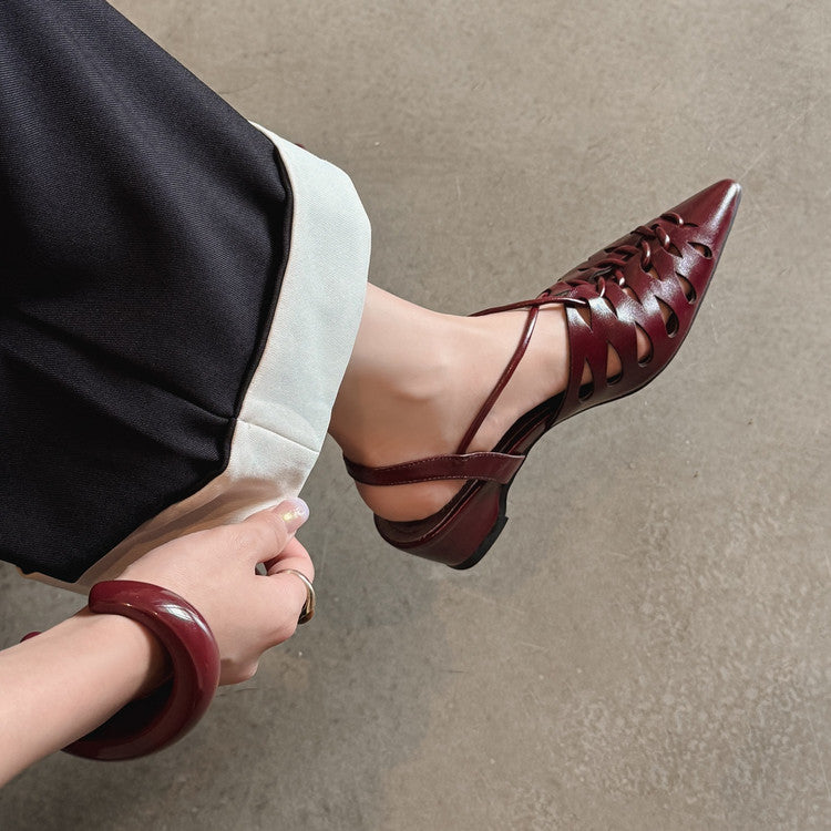 Karin Luna Braided Style ~Cross-woven Pointed Toe Closed-toe Sandals