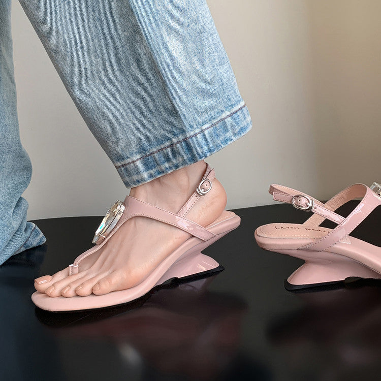 Karin Luna Bestseller Element Square Toe Irregular Heel Super Stable Toe Clip Sandals