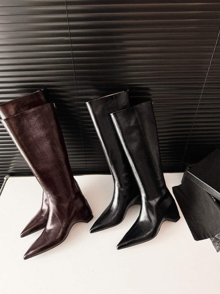 Karin Luna Elegant Style Pointed Toe Internal Height Increase Long Boots