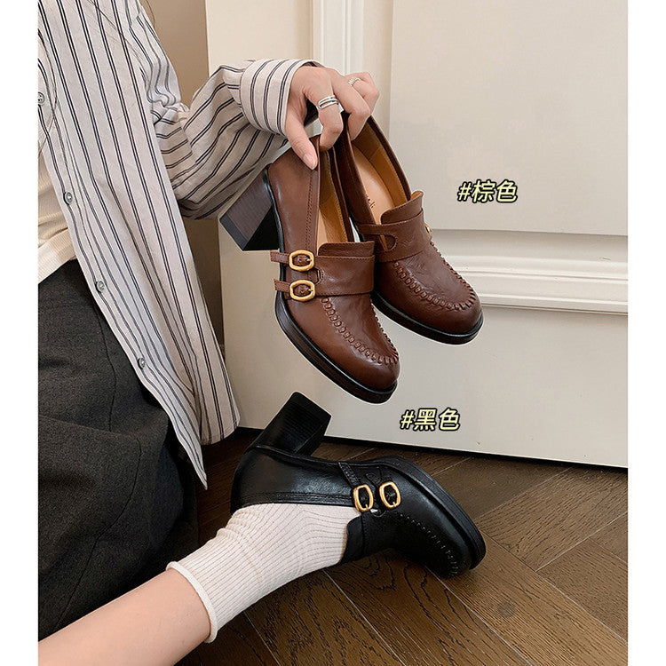 Karin Luna Bestseller Hot-Selling Derivative Edition Self-contained Strap Buckle Casual Loafers