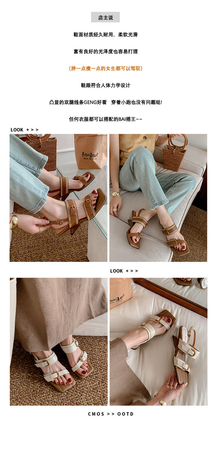 Karin Luna In Stock Spot Goods Vacation style Sofa Cushion Square Toe Irregular Heel Open-Toe Sandals