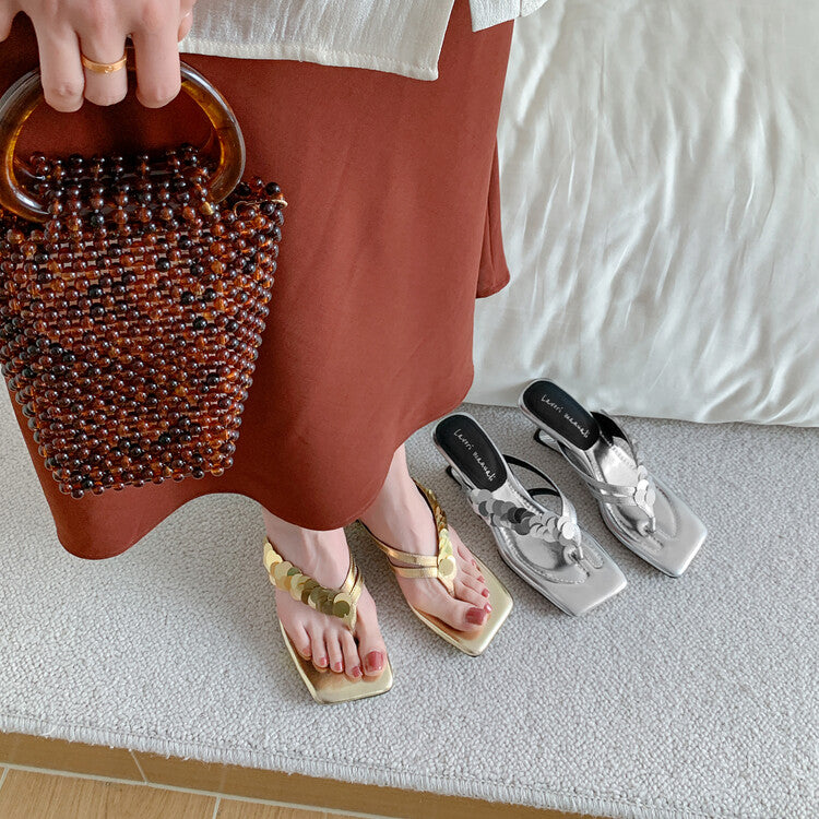 Karin Luna Exquisite Daughter~t Footrest with Rhinestones for a Sofa-like Feel  Sequin Flip-Flops