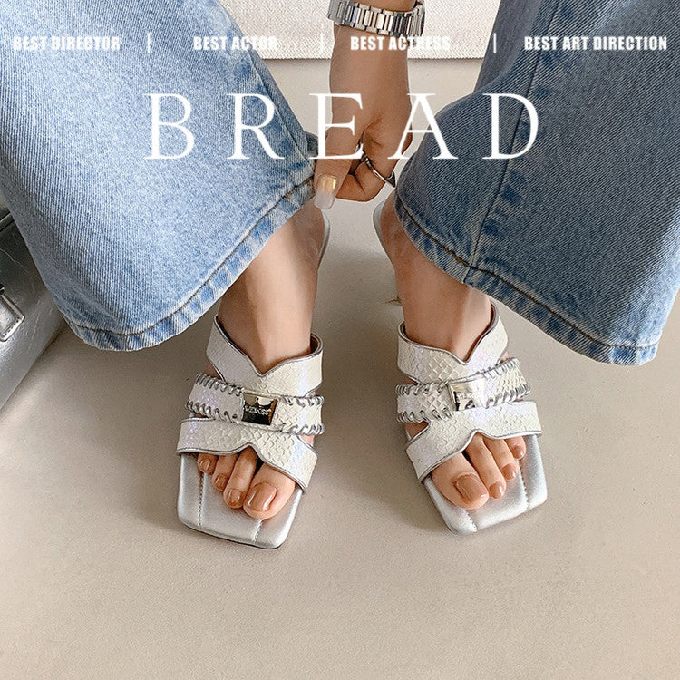 Karin Luna Fish Skin Series~ Hot-selling Square-Toe Slippers with Built-in Traffic
