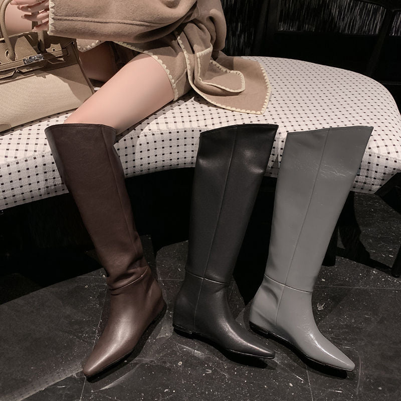 Karin Luna Elegant Style Slanted Inner Height-Increasing Long Boots
