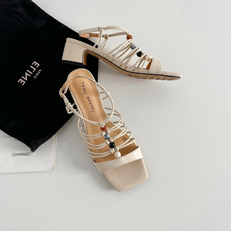Karin Luna Bohemian Vacation Style~Square Toe Open Toe Sandals
