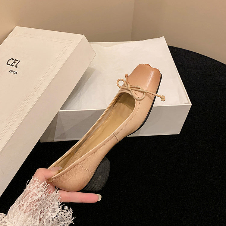 Karin Luna In Stock In Stock ~Full leather inside and out Pig Nose Bow Retro Thick Heel Mary Jane Shoes