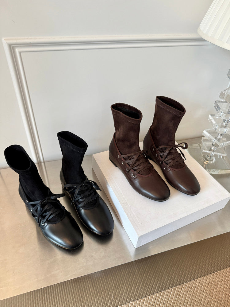 Karin Luna Round Toe Internal Height Increase Lace-up Ankle Boots