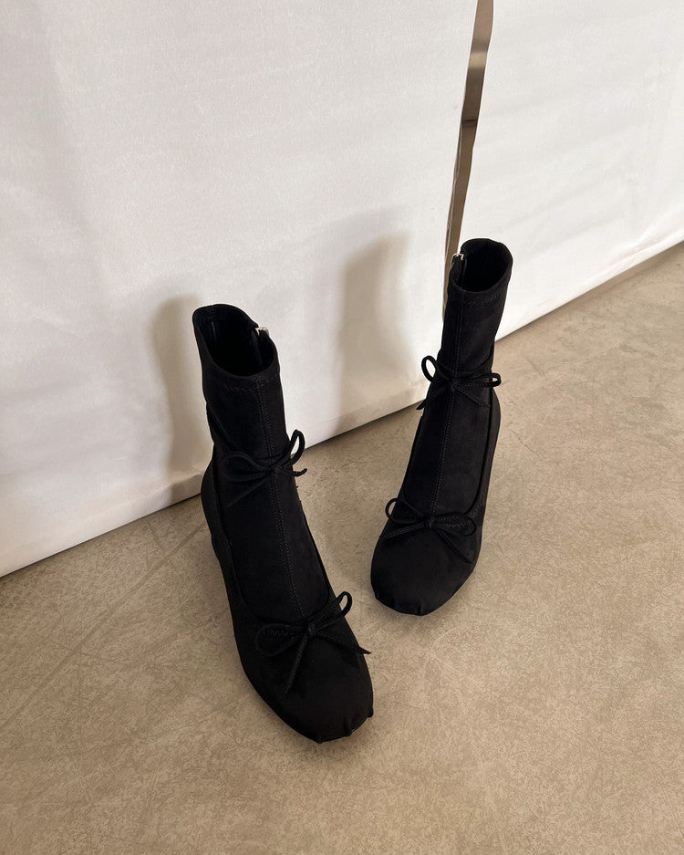 Karin Luna In Stock Spot Goods Hot-Selling Sweet Standard Bow Round-Toe Slim Short Boots