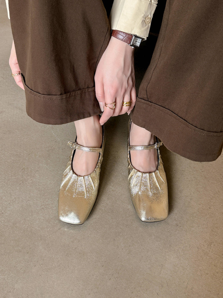 Karin Luna In Stock Spot Goods  Vintage Wrinkled One-Strap Granny Flats