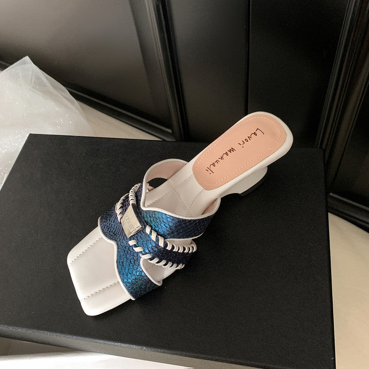 Karin Luna Fish Skin Series~ Hot-selling Square-Toe Slippers with Built-in Traffic