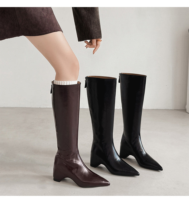 Karin Luna Elegant Style Pointed Toe Internal Height Increase Long Boots