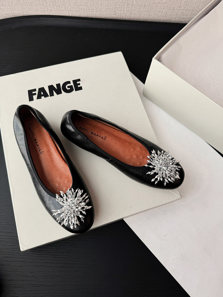 Karin Luna Full Leather Inside and Out~Gorgeous Fireworks Flat Granny Shoes