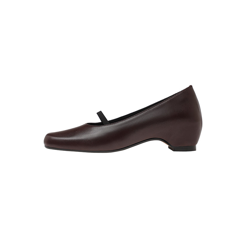 Karin Luna In Stock Spot Goods    Retro Elastic Band Chunky Heel Single Shoes