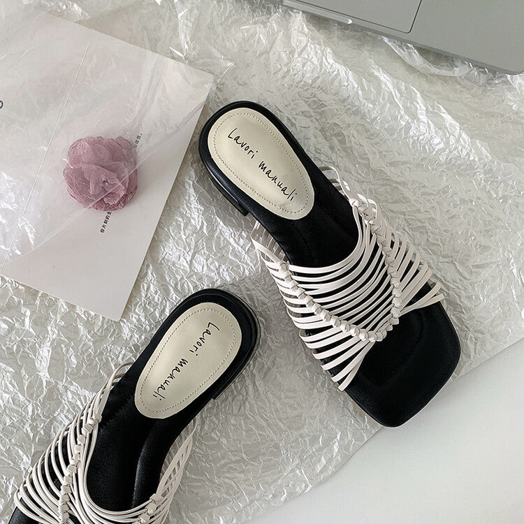 Karin Luna In Stock Spot Goods  Resort Style Handwoven Flat Sole Slippers