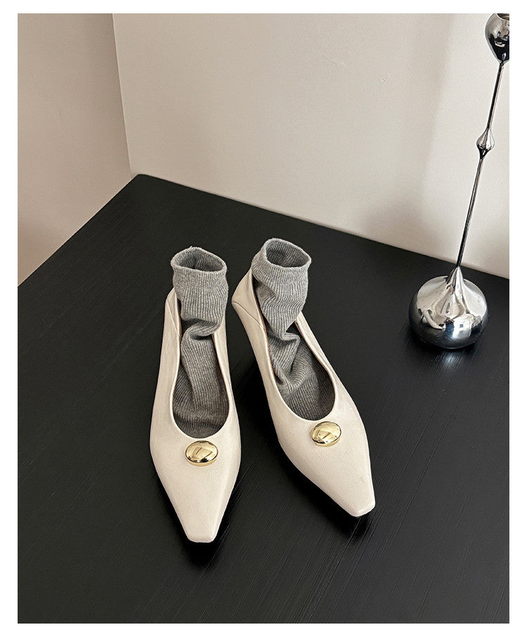 Karin Luna In Stock In Stock ~Basic Versatile French Style Small Square Toe Shallow Mouth Single Shoes
