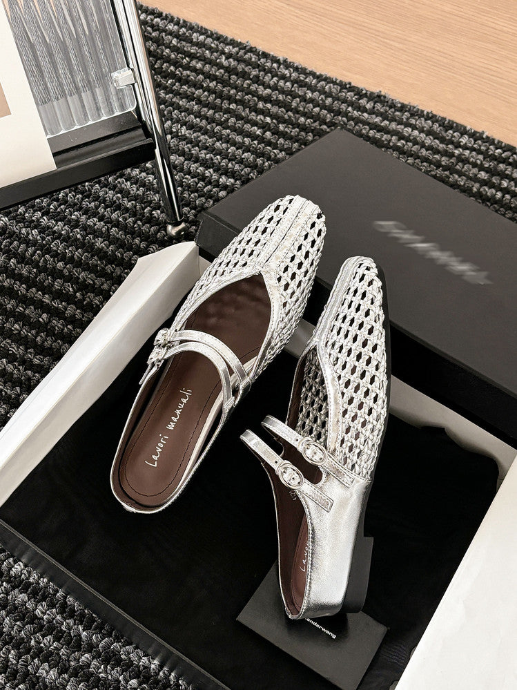 Karin Luna In Stock Spot Goods Hollow Woven One-Strap Closed-Toe Slippers