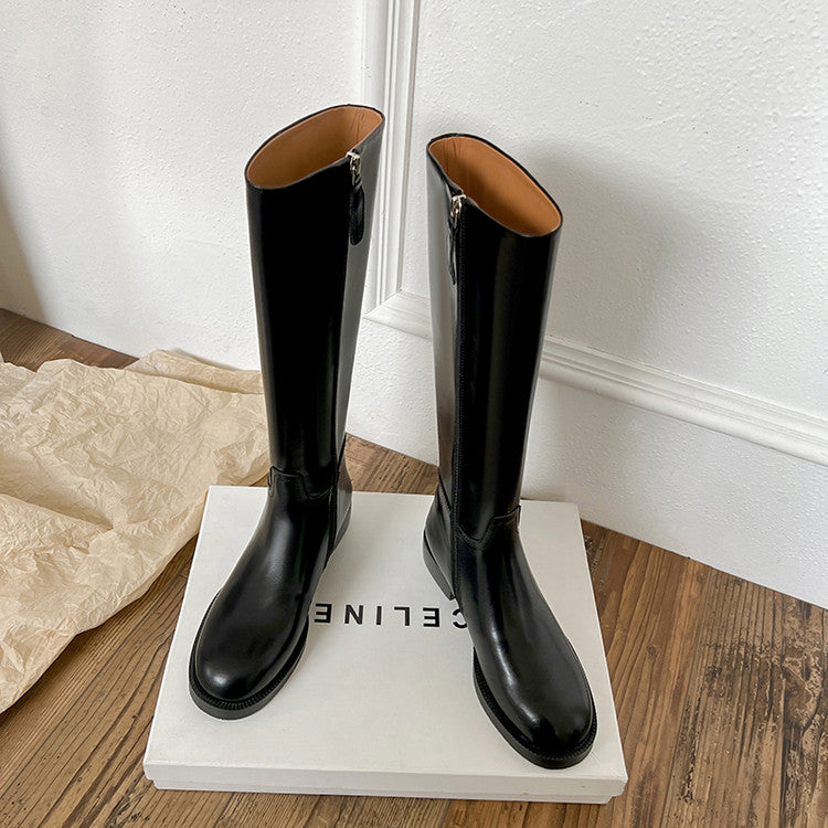 Karin Luna In Stock In-stock Basic Classic Timeless Round Toe Casual Riding Boots